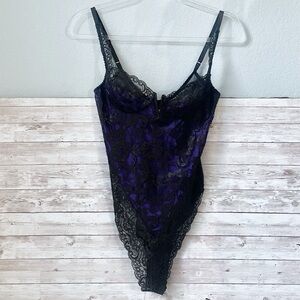 Victoria's Secret | Gold Label Lace Teddy Bodysuit Purple Black Underwire